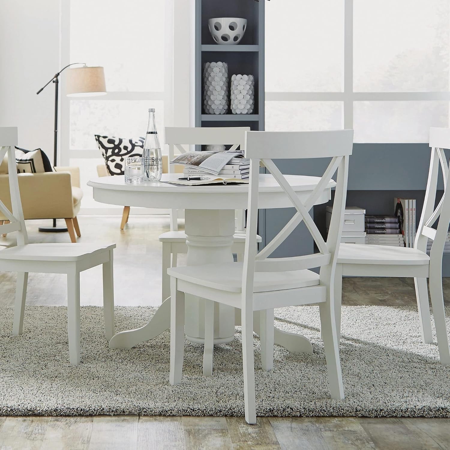 Classic White Dining Chairs Solid Hardwood 18Inch Seat