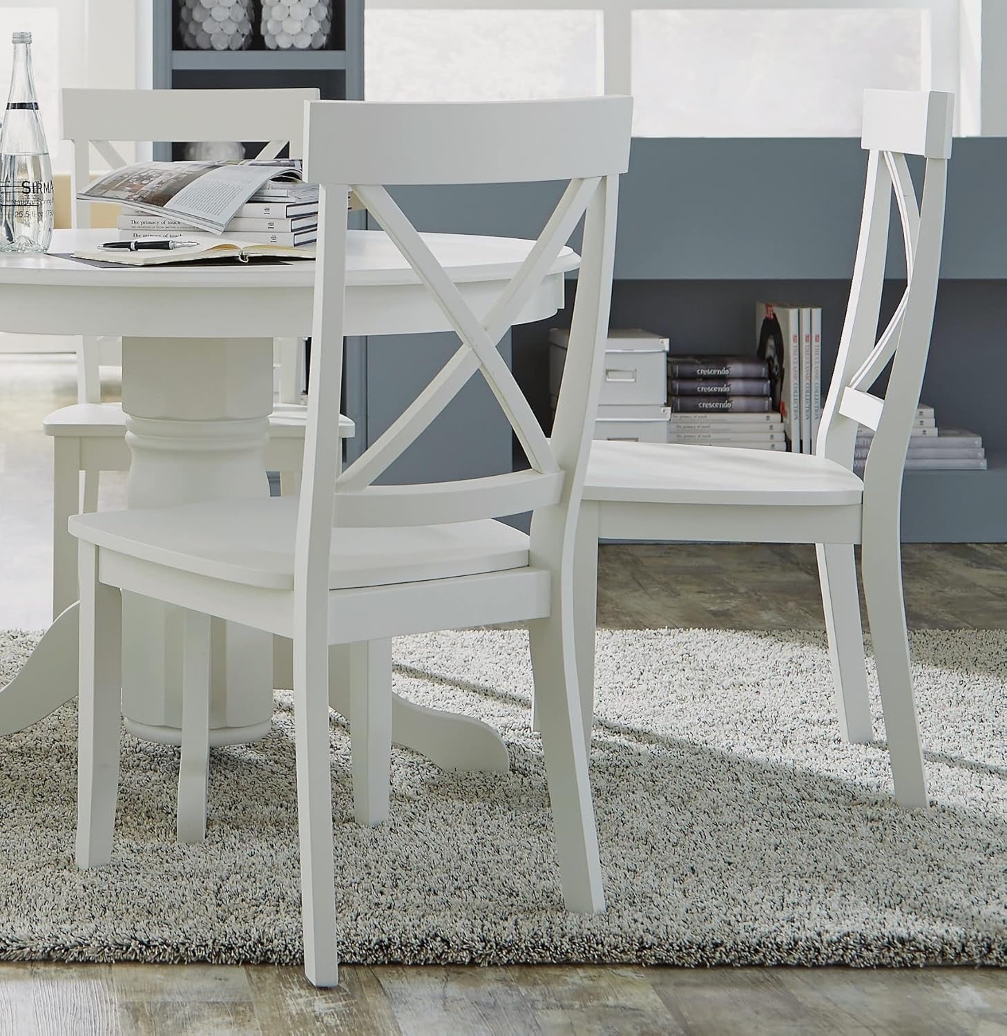 Classic White Dining Chairs Solid Hardwood 18Inch Seat