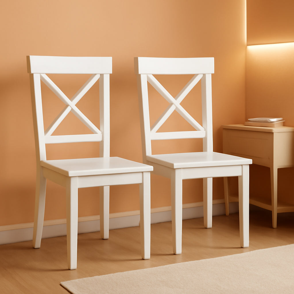 Classic White Dining Chairs Solid Hardwood 18Inch Seat