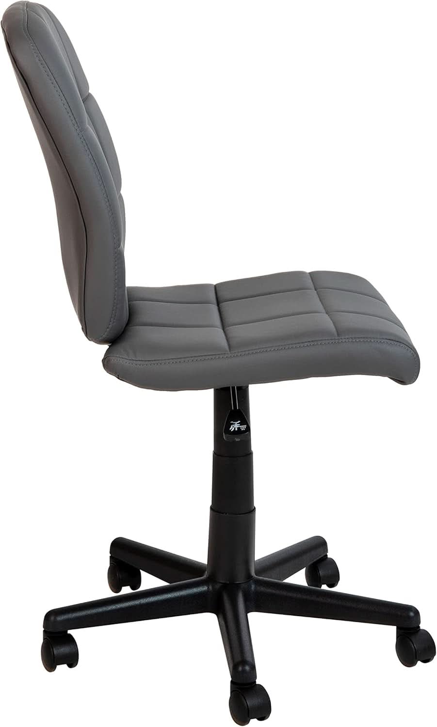 Clayton Mid Back Swivel Task Chair Gray Vinyl Upholstery
