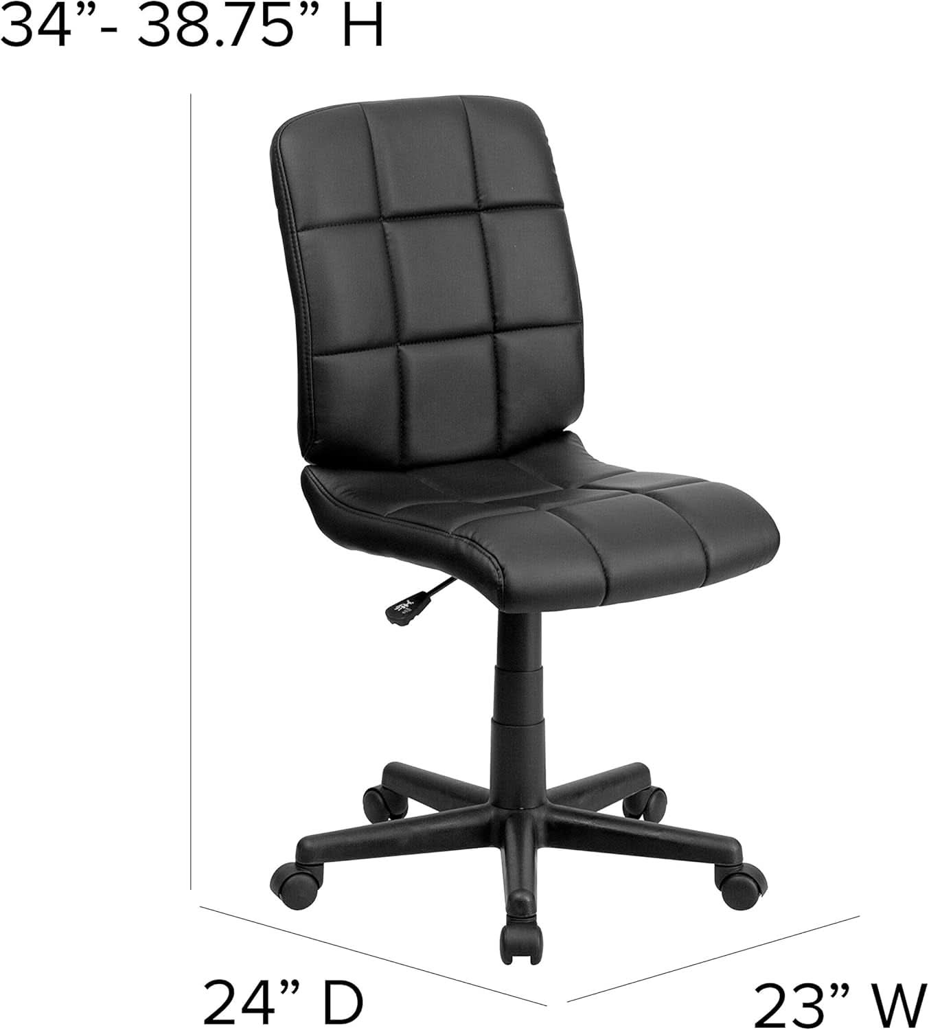 Clayton Mid Back Tufted Vinyl Office Chair Black Swivel