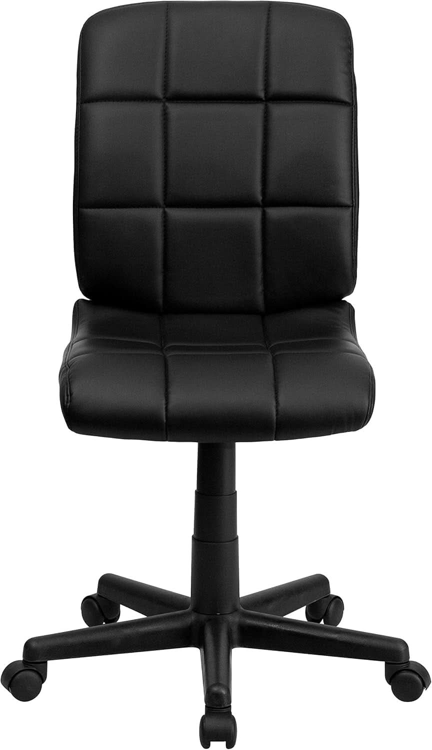 Clayton Mid Back Tufted Vinyl Office Chair Black Swivel
