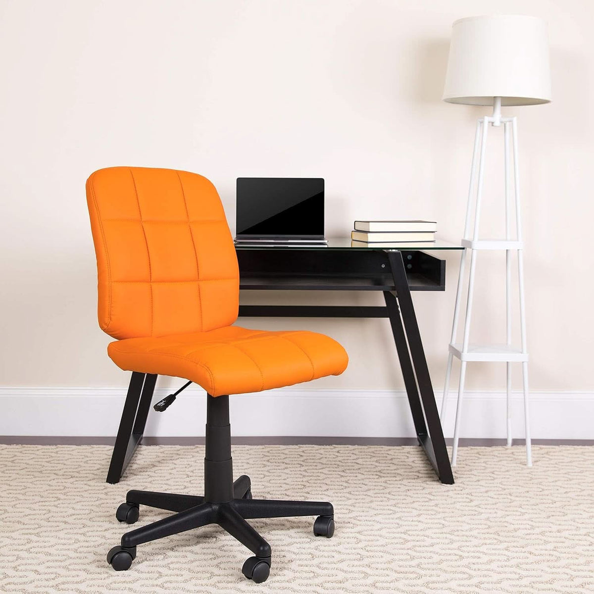 Clayton Orange Quilted Vinyl Office Swivel Task Chair