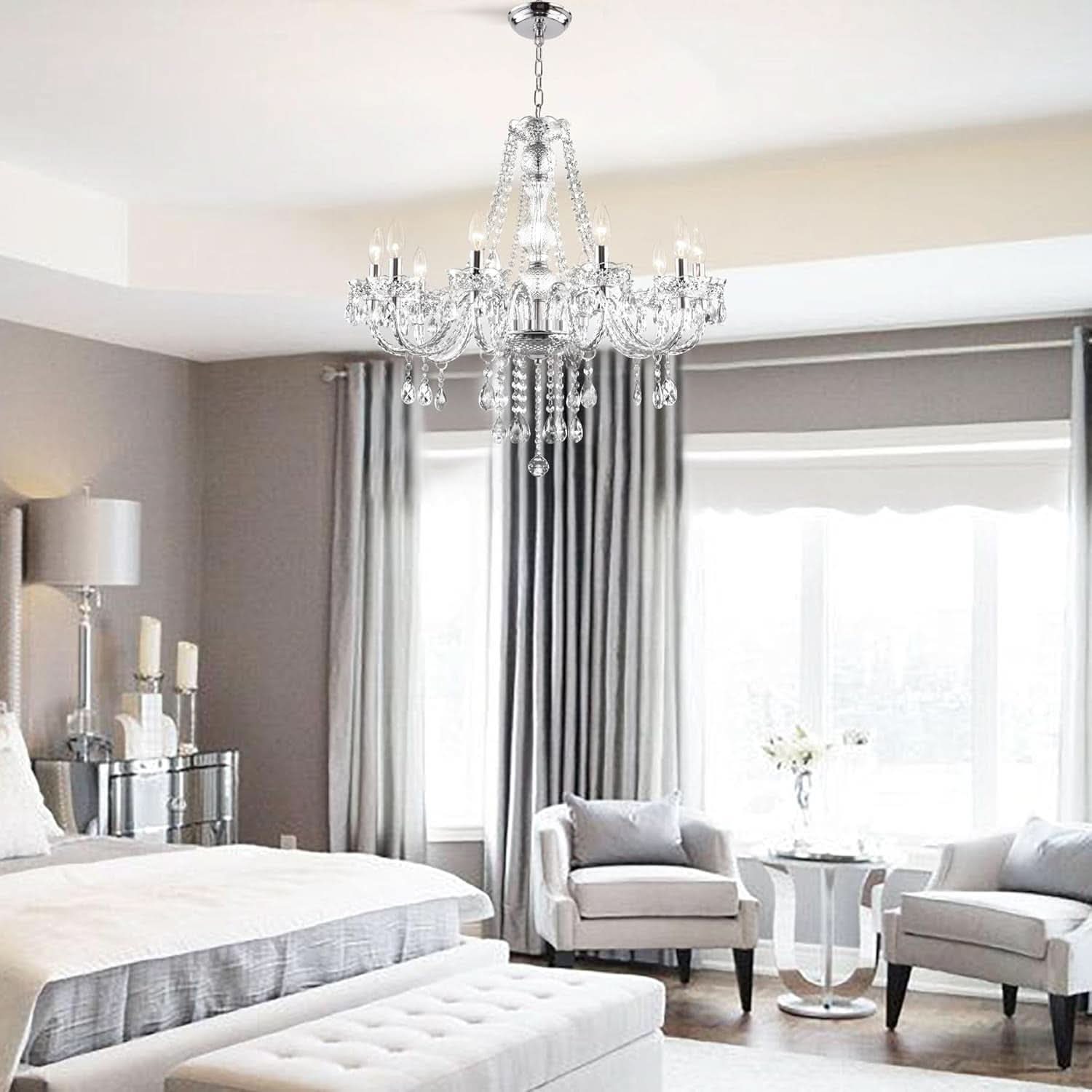 Clear 10 Light Crystal Chandelier With Acrylic Crystals