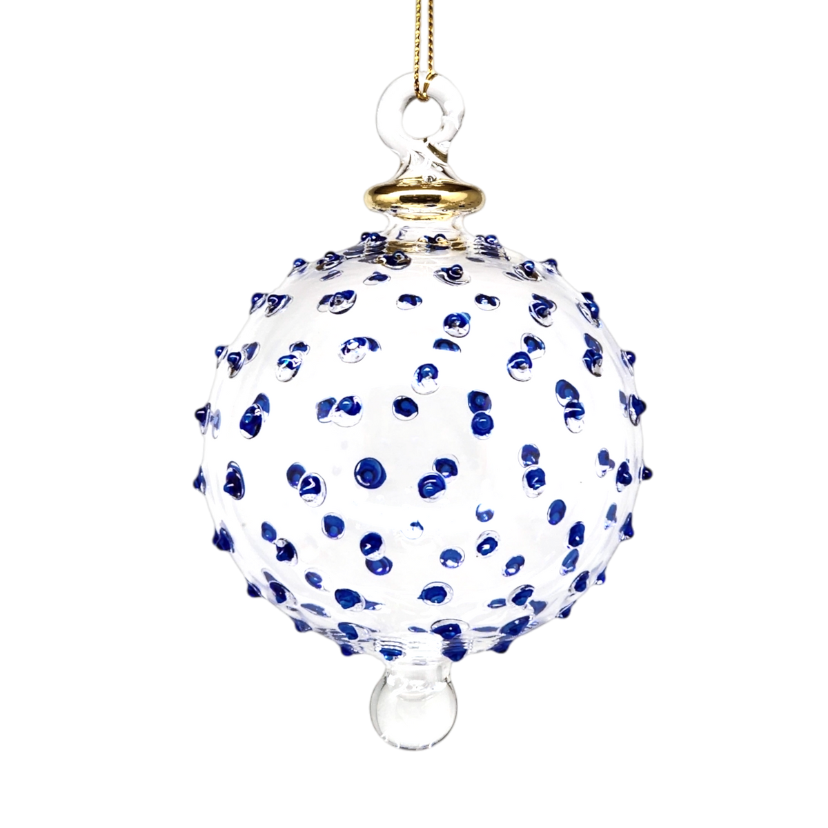 Clear 3" Glass Stipple Ball - Blue