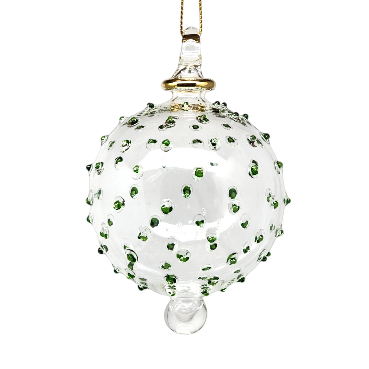 Clear 3" Glass Stipple Ball - Green
