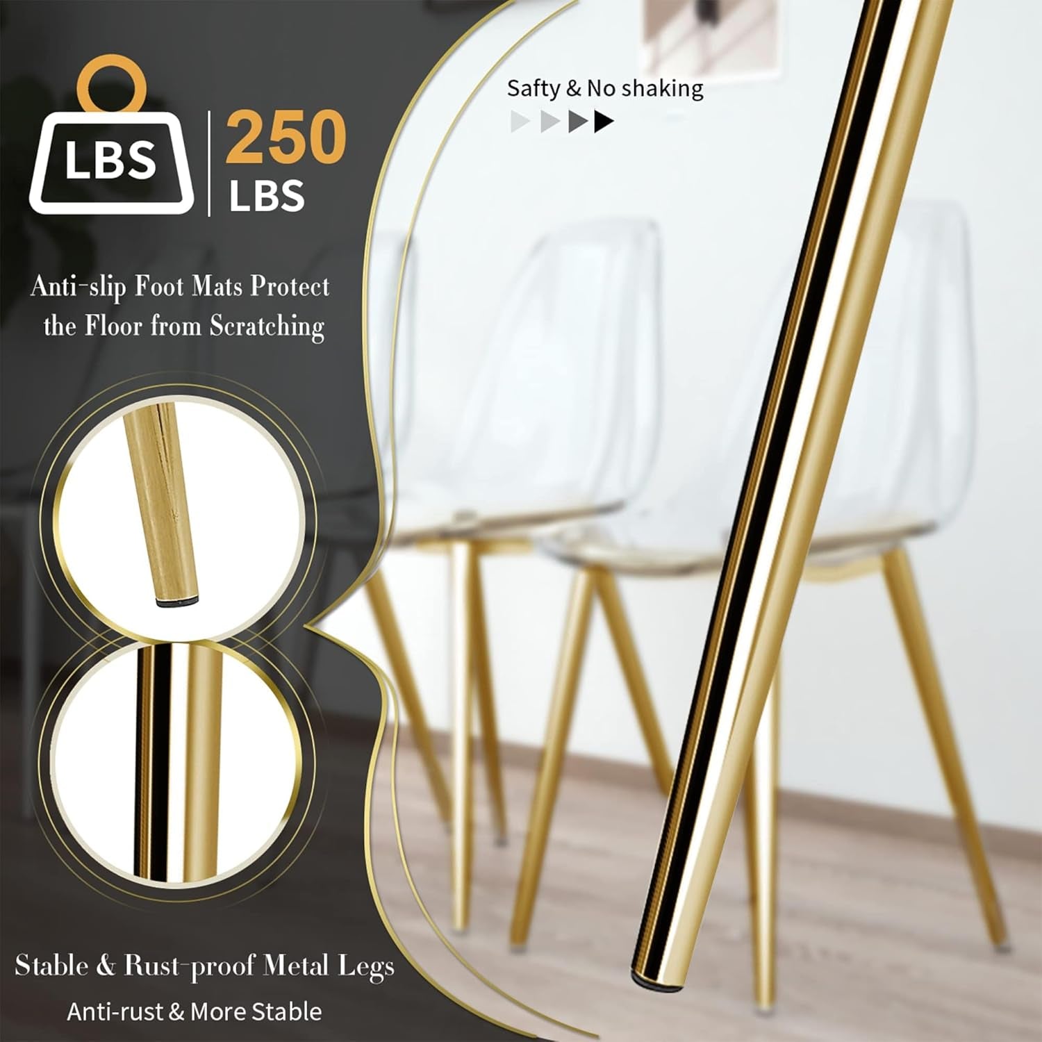 Clear Acrylic Dining Chairs Set Of 4 With Gold Metal Legs