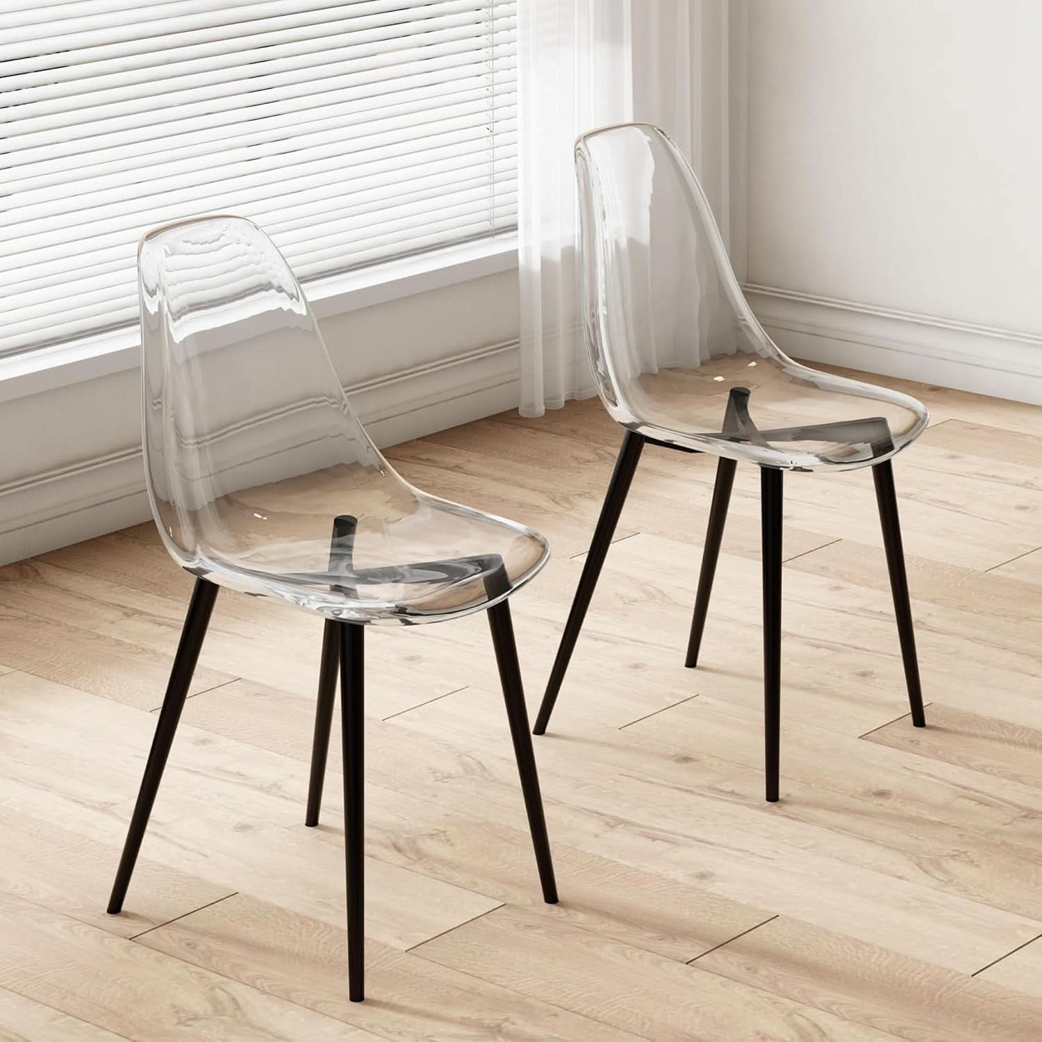 Clear Acrylic Dining Chairs Set of 4 With Black Legs