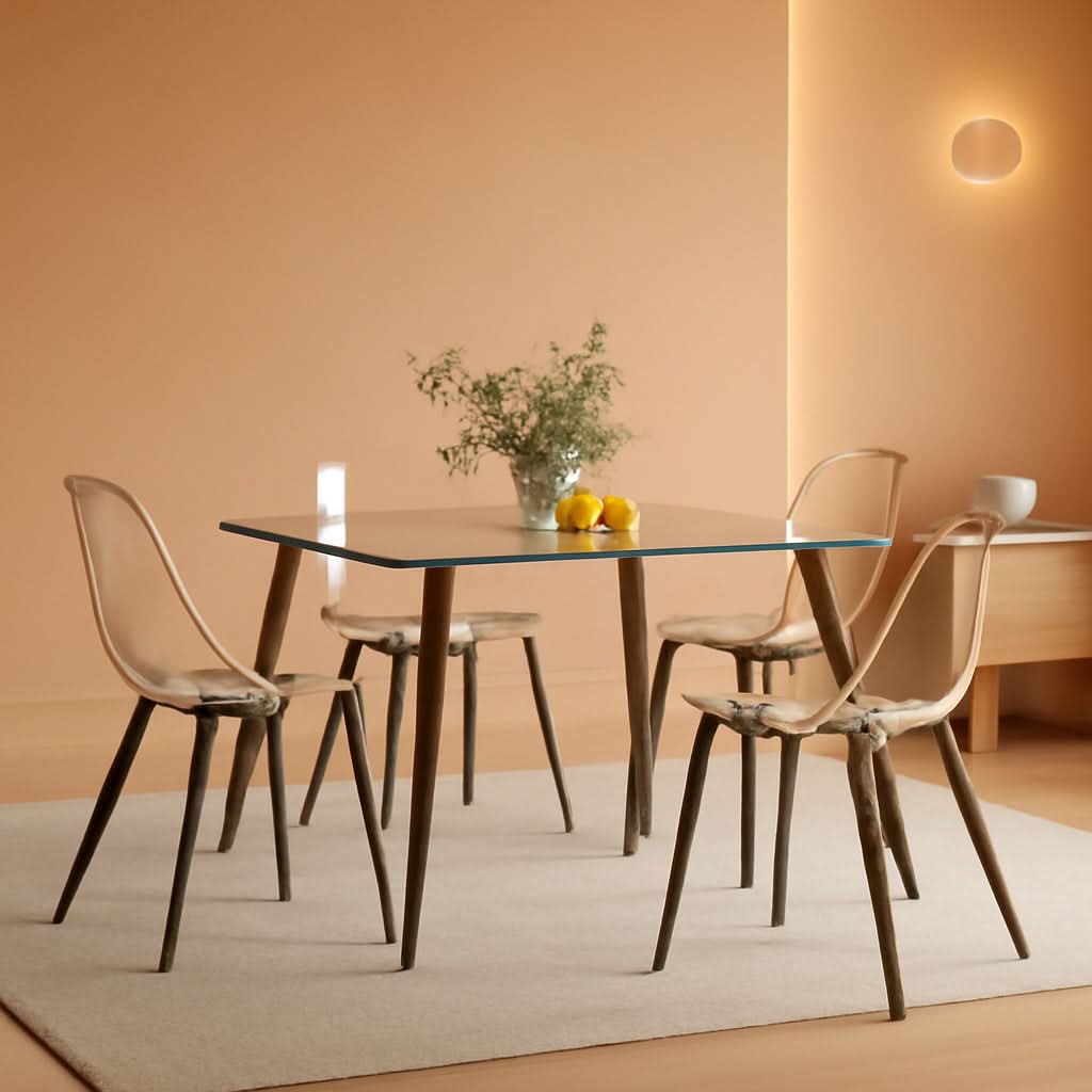 Clear Acrylic Dining Chairs Set of 4 With Black Legs