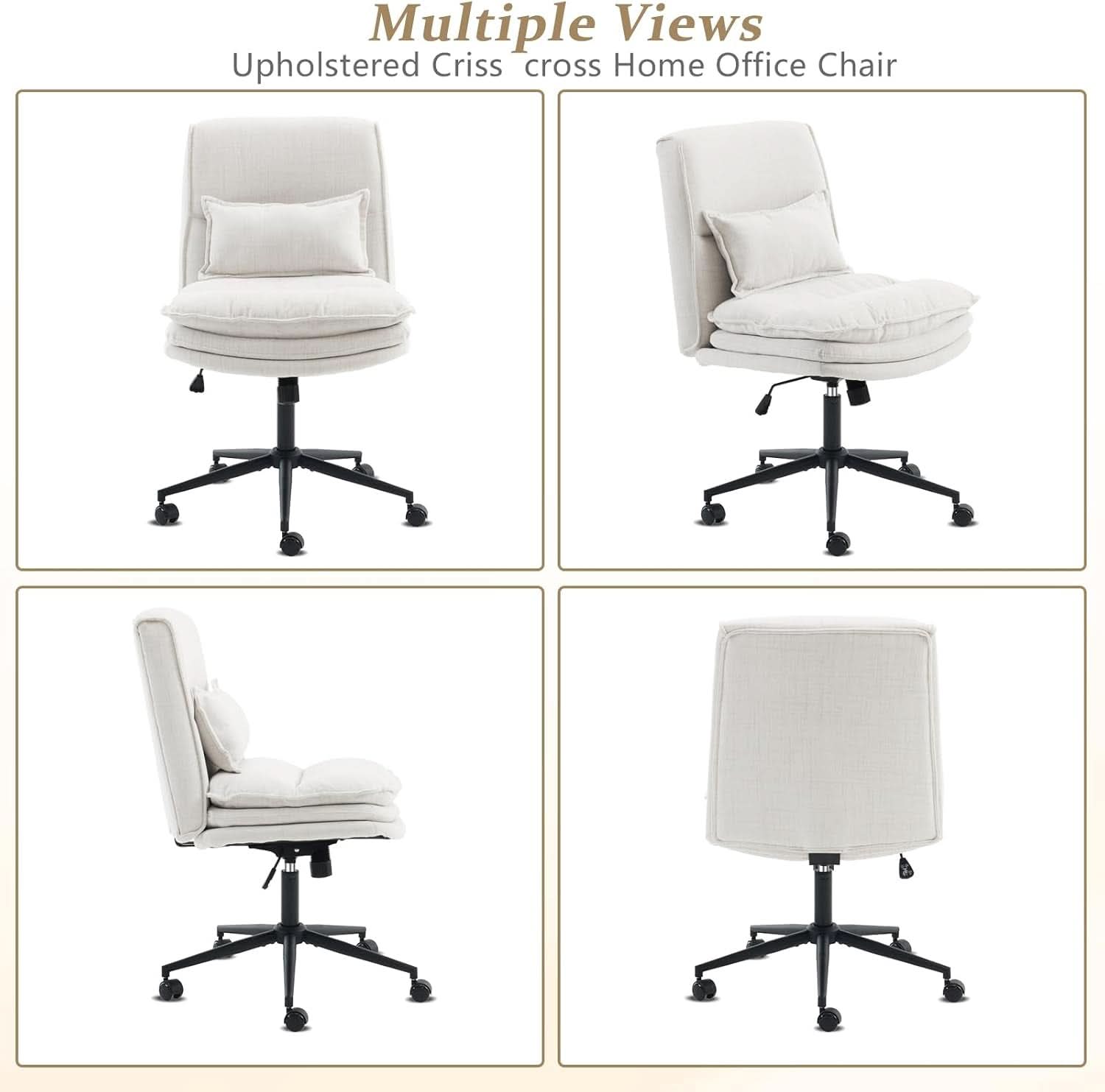 Cloud Criss Cross Office Chair Beige Fabric 18in High Back