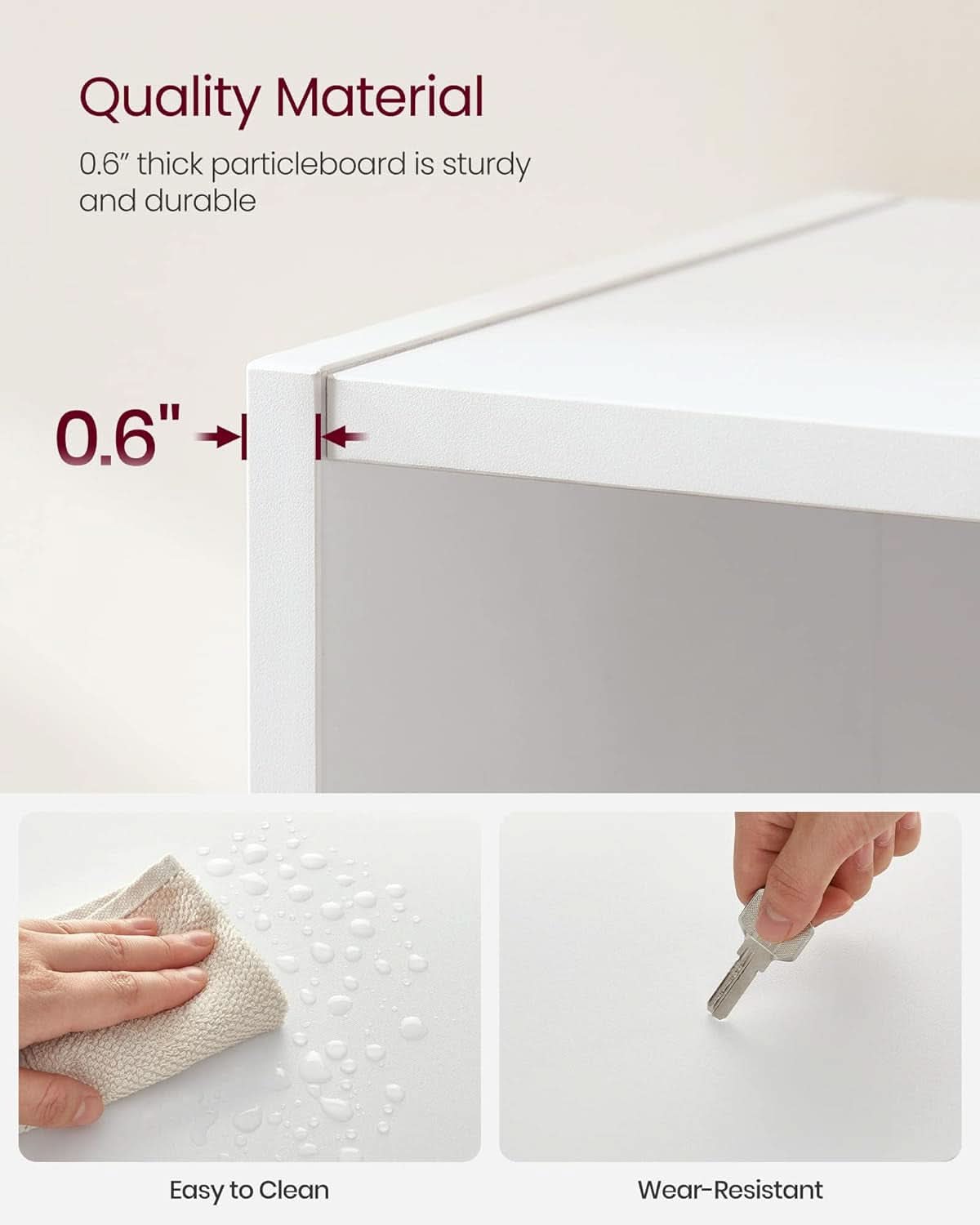 Cloud White 23.6 Inch Wide Three Tier Open Bookshelf