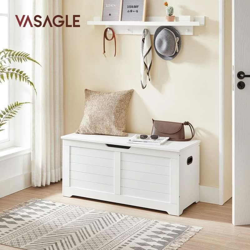 Cloud White LargeCapacity Storage Bench Hinges Chest