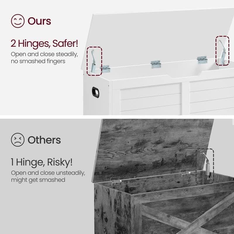 Cloud White LargeCapacity Storage Bench Hinges Chest