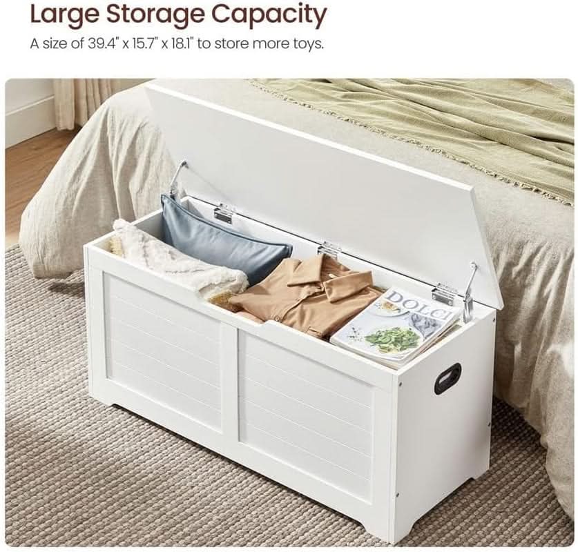 Cloud White LargeCapacity Storage Bench Hinges Chest