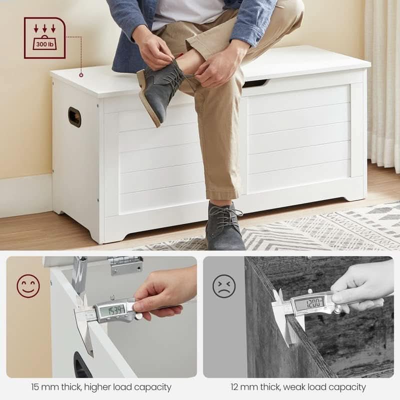 Cloud White LargeCapacity Storage Bench Hinges Chest