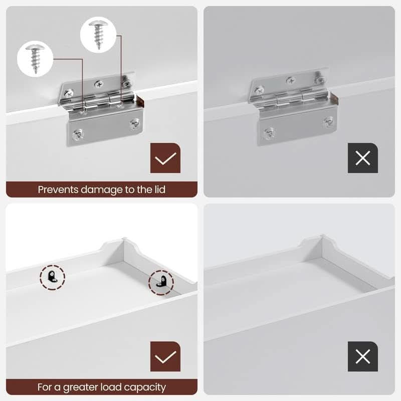 Cloud White LargeCapacity Storage Bench Hinges Chest