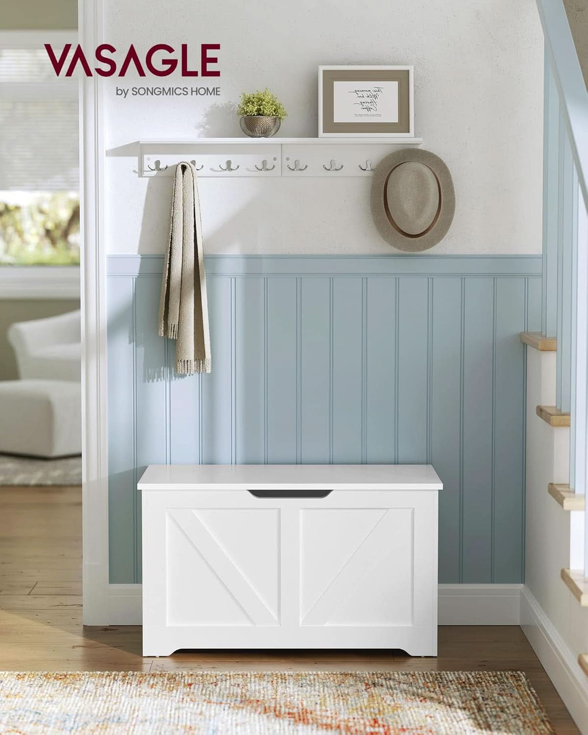 Cloud White PremiumStorage DeluxeBench With Hinges