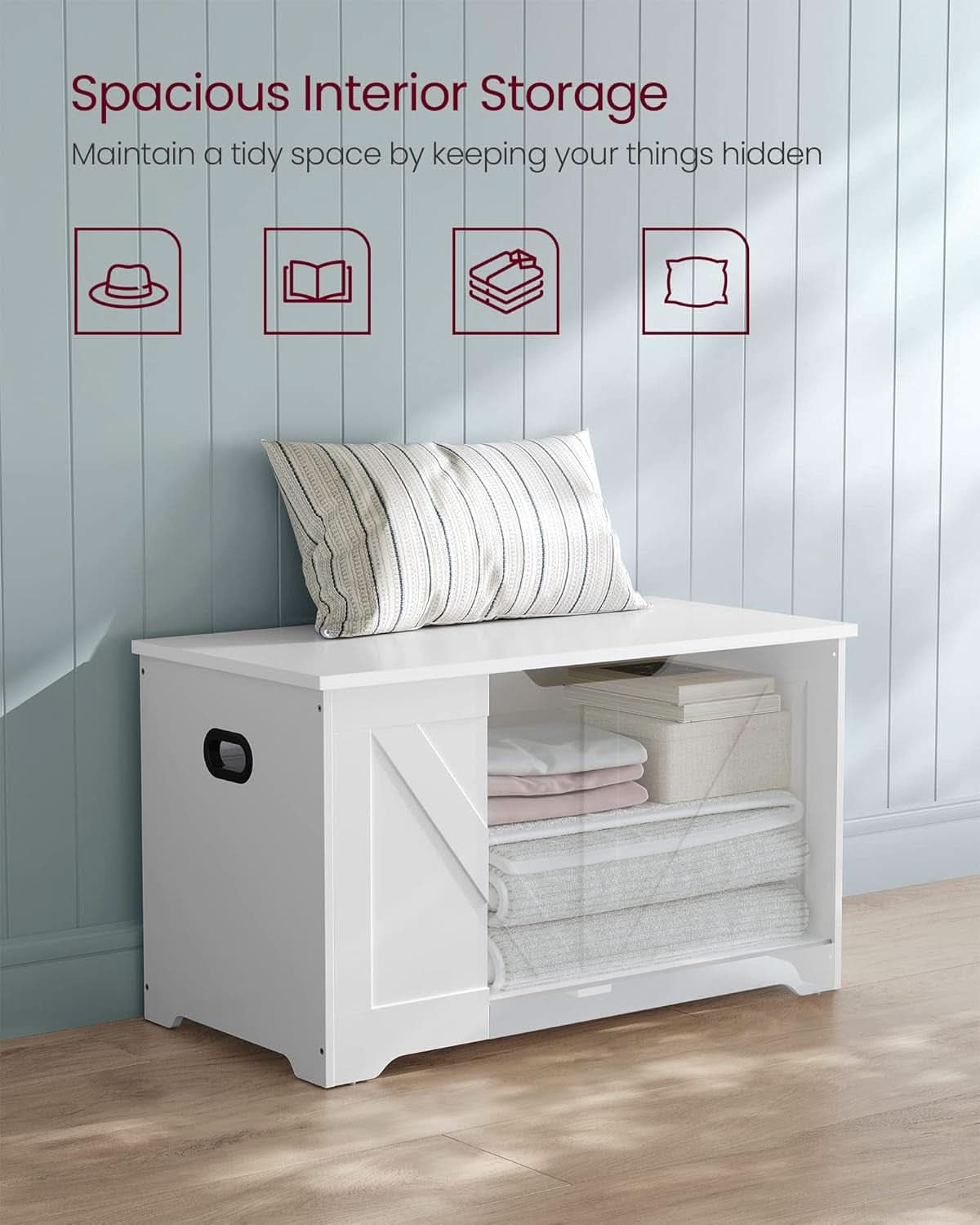 Cloud White PremiumStorage DeluxeBench With Hinges