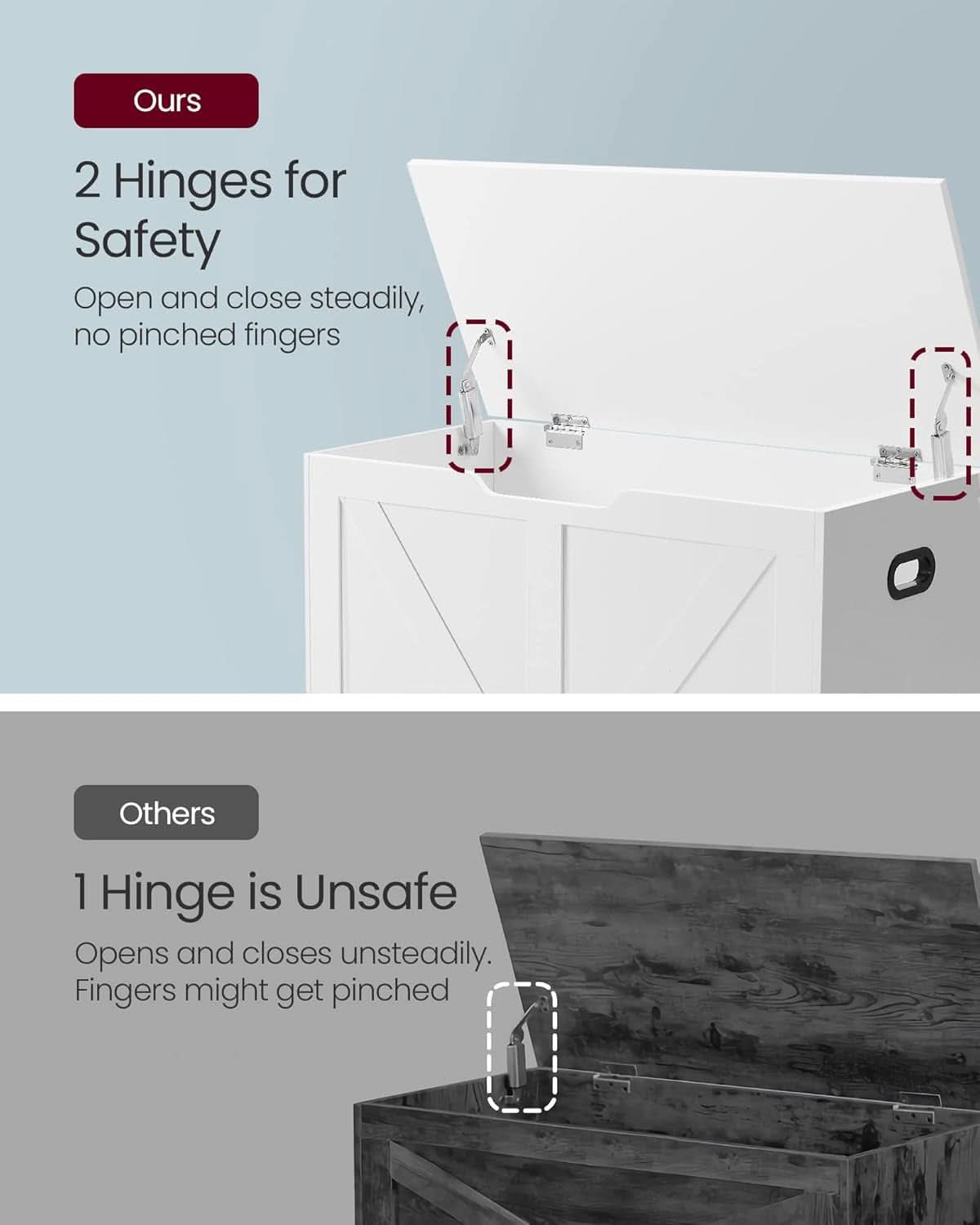 Cloud White PremiumStorage DeluxeBench With Hinges