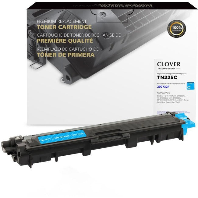 Clover Technologies Remanufactured High Yield Laser Toner Cartridge - Alternative for Brother TN225, TN225C - Cyan Pack 200732P