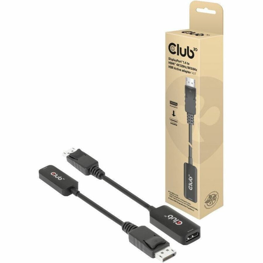 Club 3D DisplayPort1.4 to HDMI 4K120Hz/8K60Hz HDR Active Adapter M/F - 1 Pack - 1 x