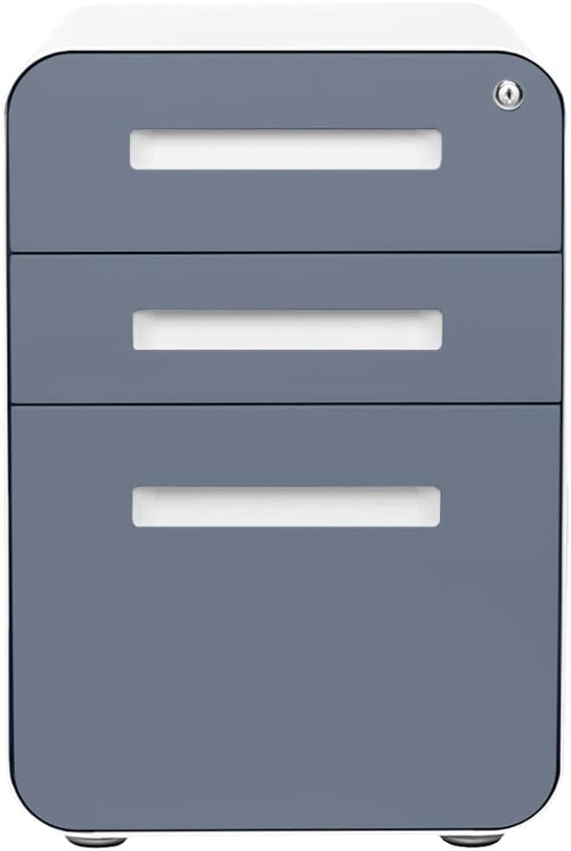 Coastal Blue 3 Drawer File Cabinet With Lock For Under Desk