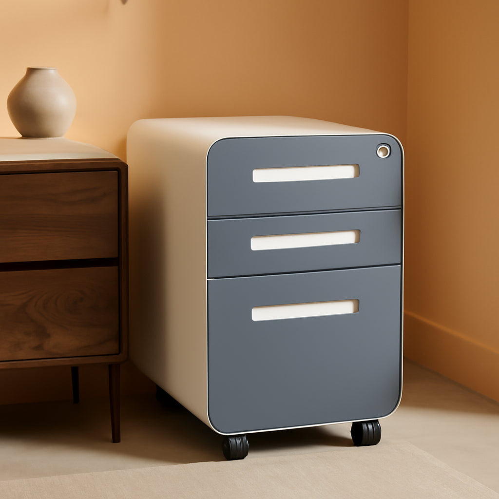 Coastal Blue 3 Drawer File Cabinet With Lock For Under Desk