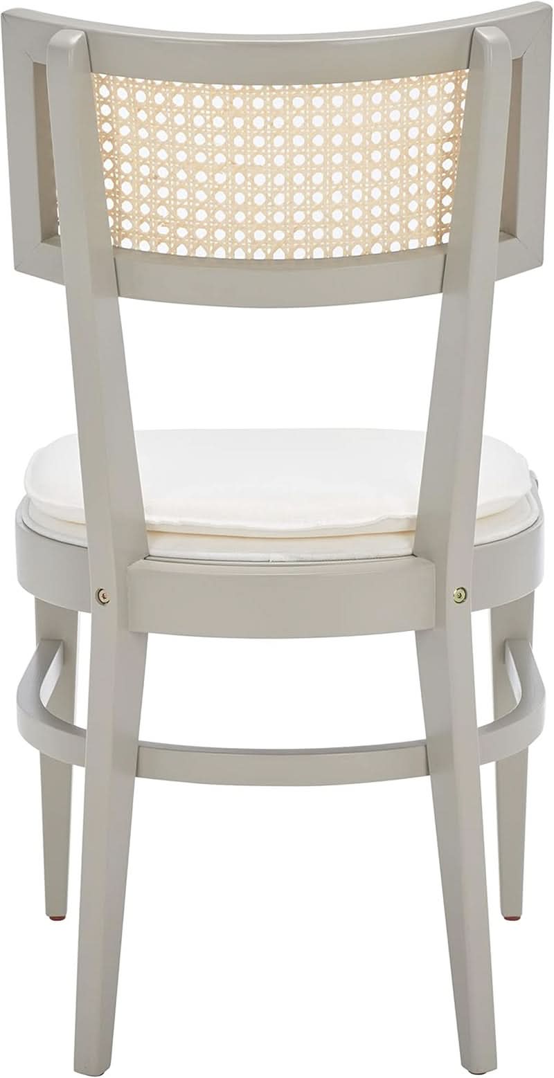 Coastal Grey Cane Seat Cushion Dining Chair For Kitchen