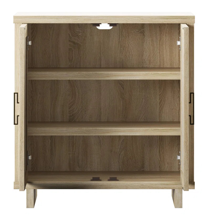 Coastal Linen Panel Accent Cabinet With Adjustable Shelves