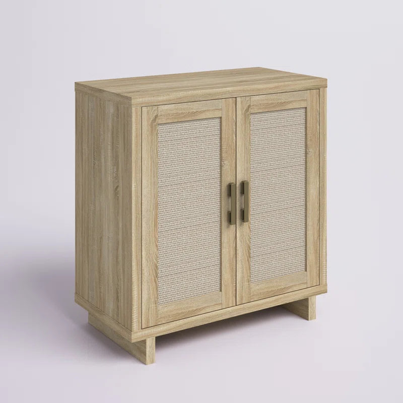 Coastal Linen Panel Accent Cabinet With Adjustable Shelves