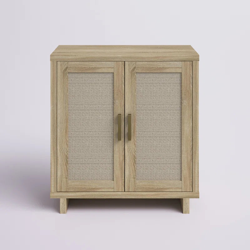 Coastal Linen Panel Accent Cabinet With Adjustable Shelves