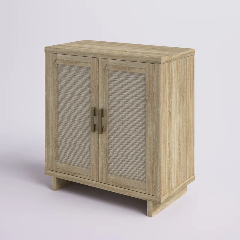 Coastal Linen Panel Accent Cabinet With Adjustable Shelves