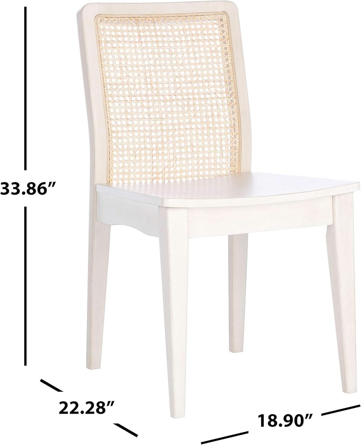 Coastal White And Natural Rattan Dining Chair Set Of 2