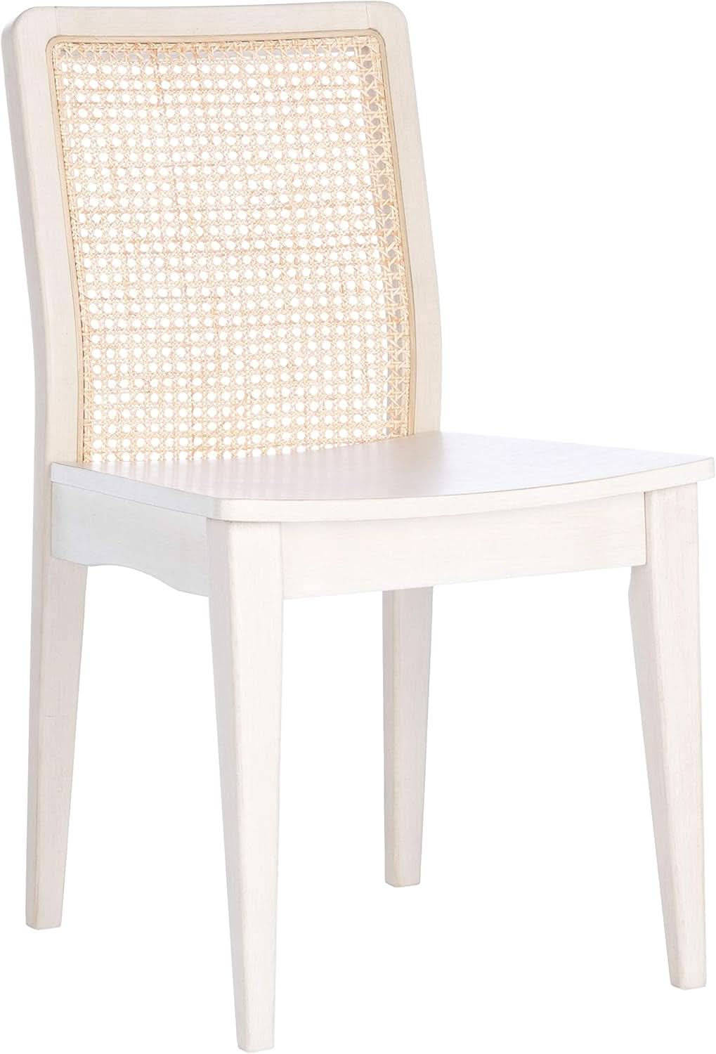 Coastal White And Natural Rattan Dining Chair Set Of 2