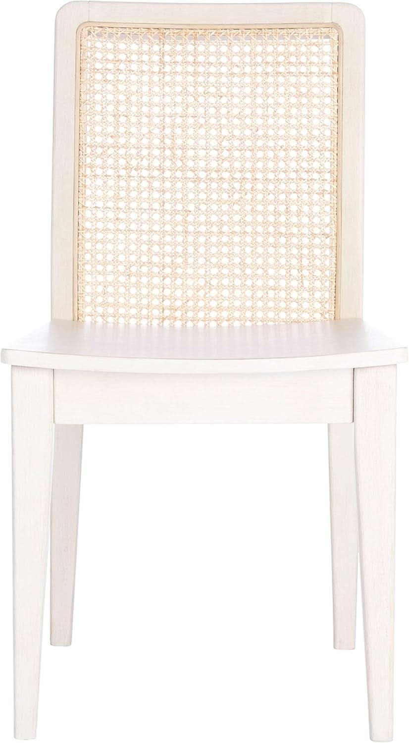 Coastal White And Natural Rattan Dining Chair Set Of 2