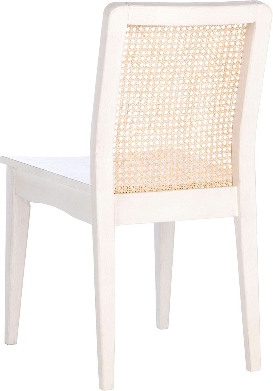 Coastal White And Natural Rattan Dining Chair Set Of 2