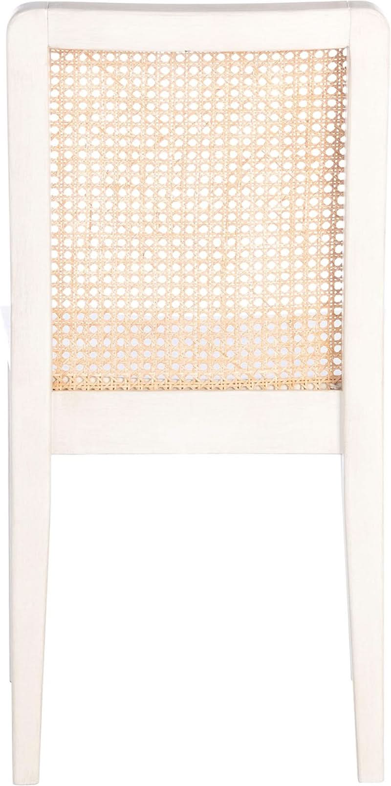 Coastal White And Natural Rattan Dining Chair Set Of 2