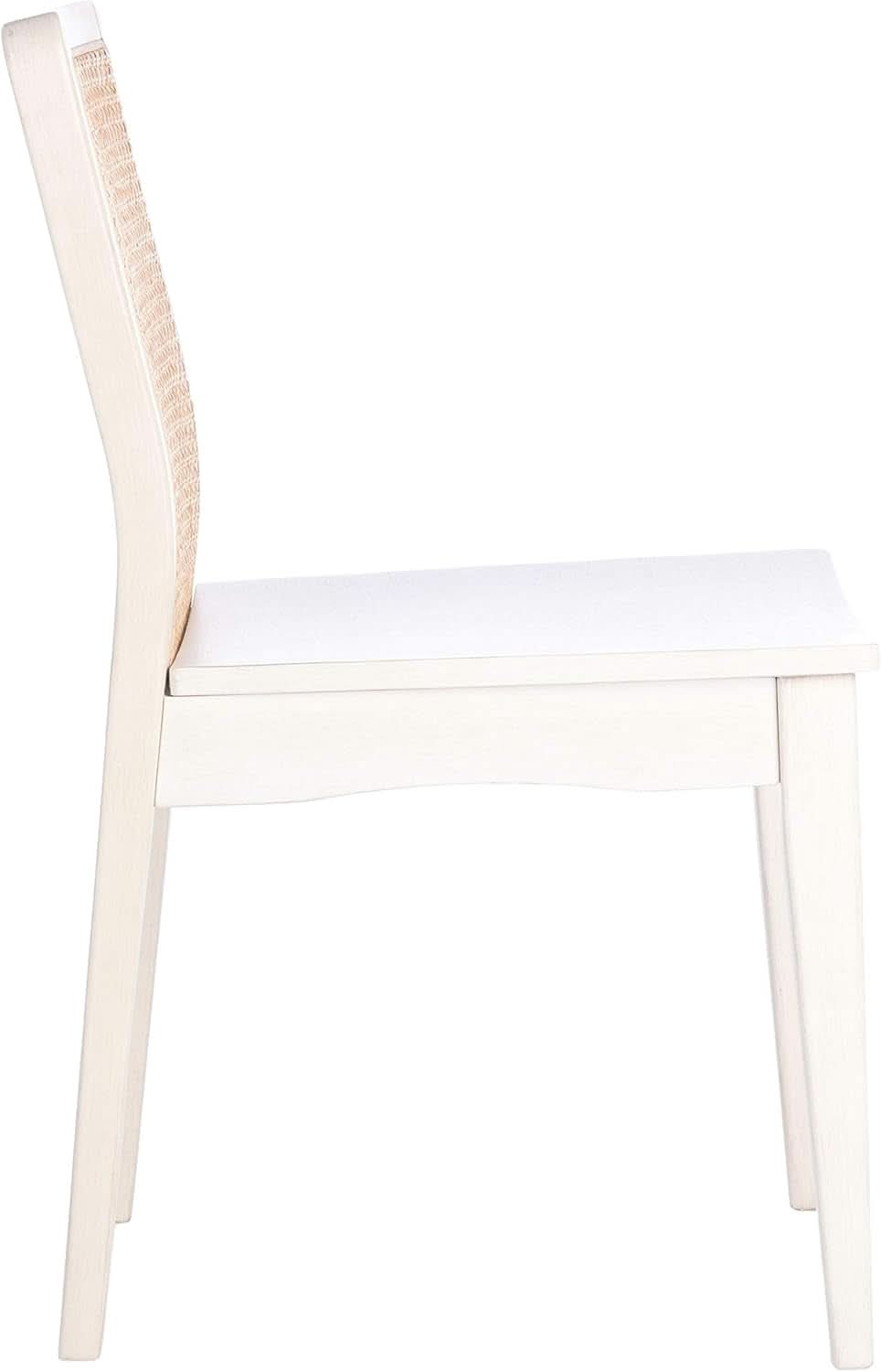 Coastal White And Natural Rattan Dining Chair Set Of 2