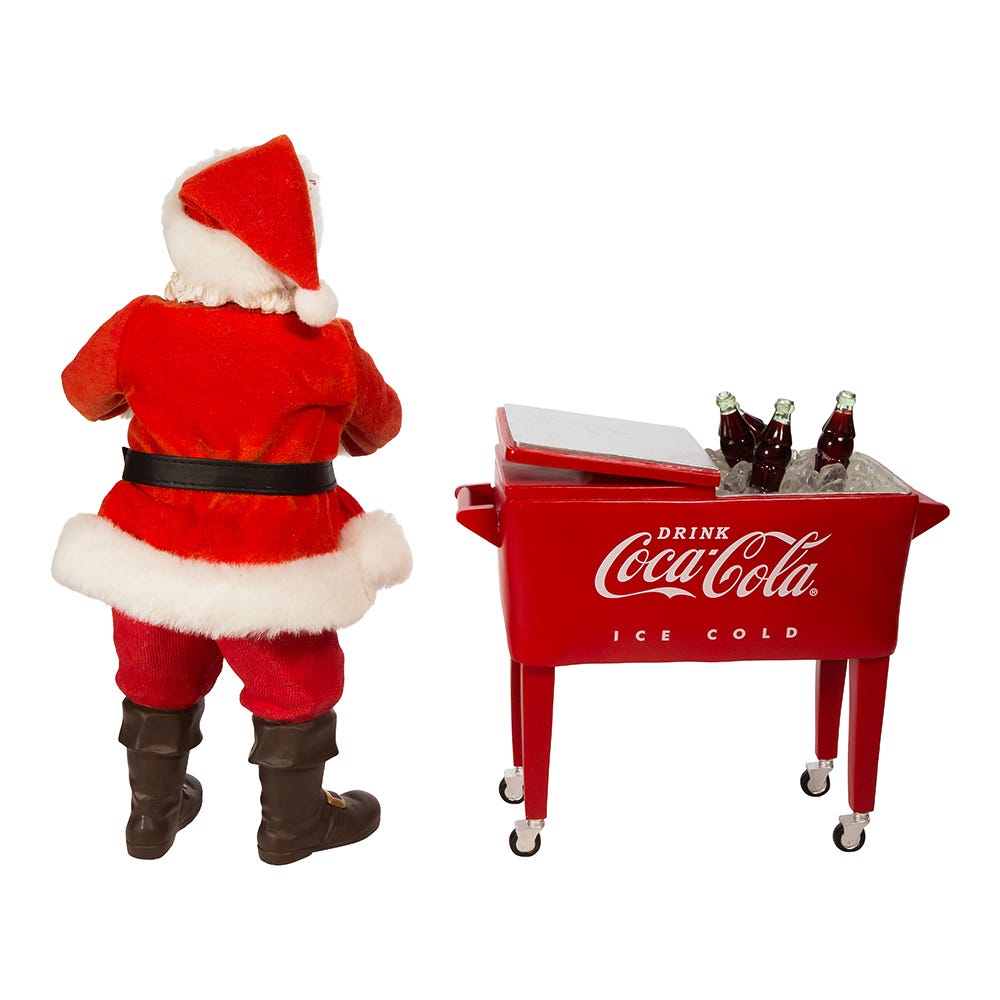 Coca-Cola Fabriché Santa With Table Cooler