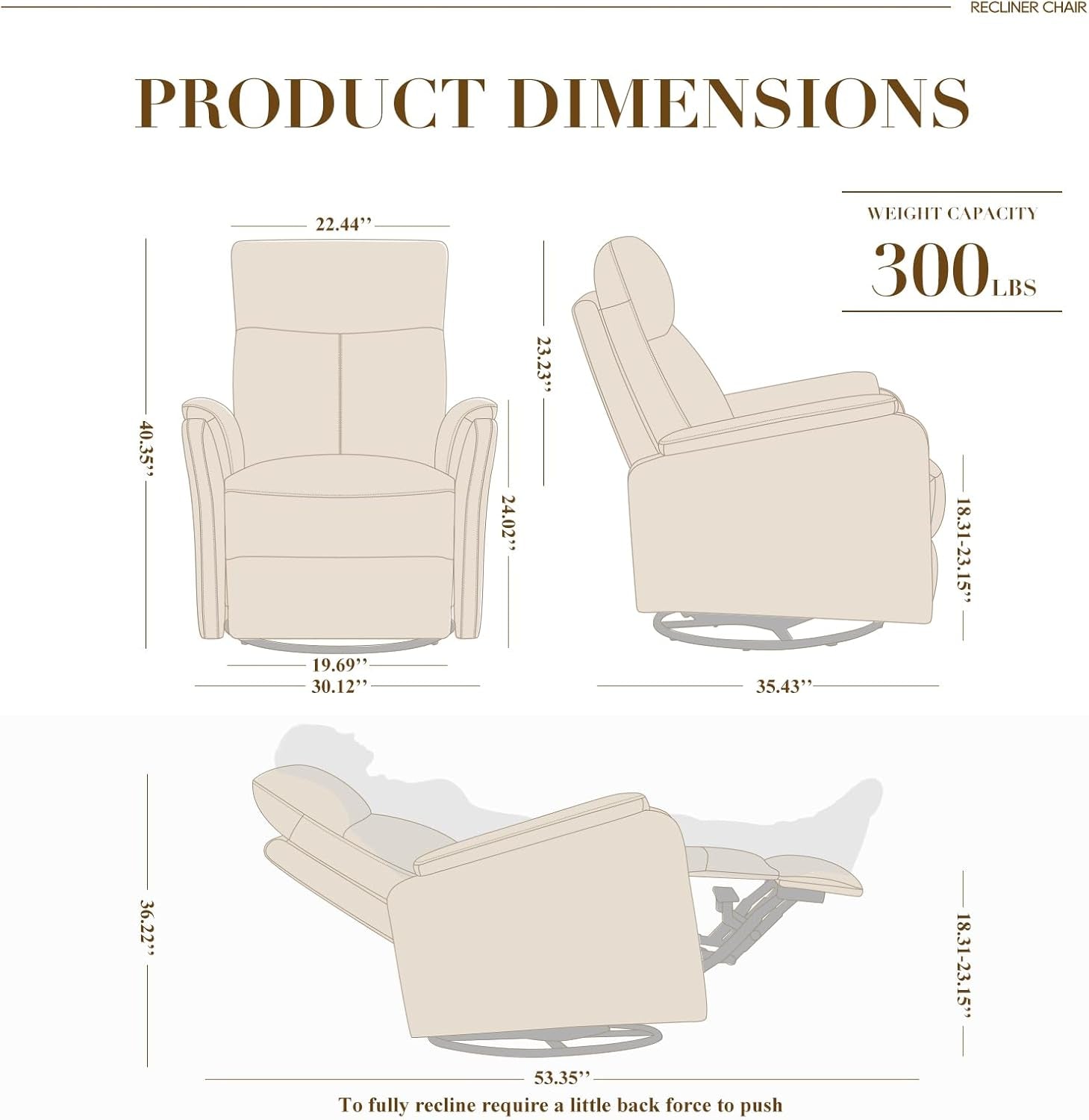 Cocoa Swivel Rocking Recliner Glider Chair With Footrest
