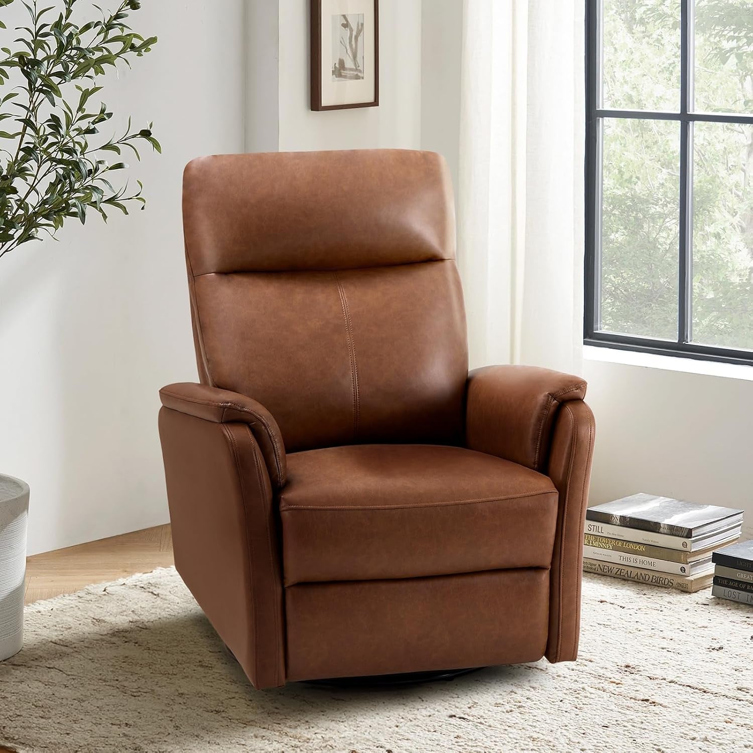 Cocoa Swivel Rocking Recliner Glider Chair With Footrest