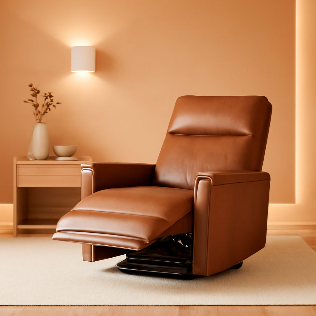 Cocoa Swivel Rocking Recliner Glider Chair With Footrest