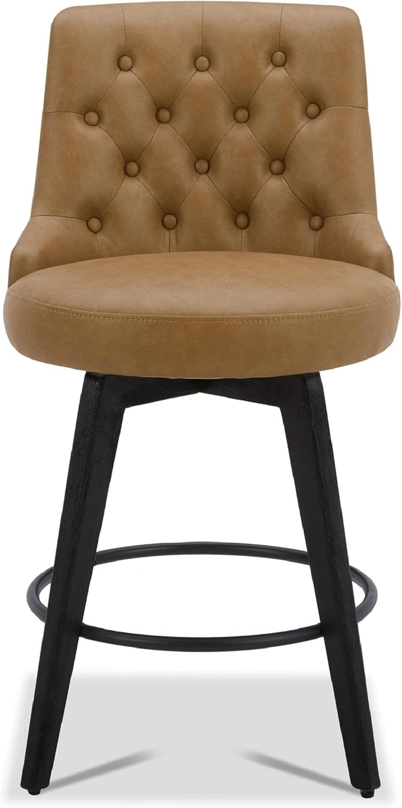 Cognac Counter Height Swivel Bar Stool With Back 26 In Seat