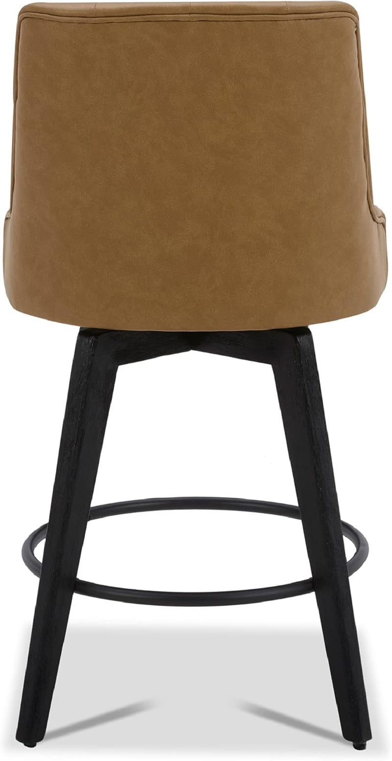 Cognac Counter Height Swivel Bar Stool With Back 26 In Seat