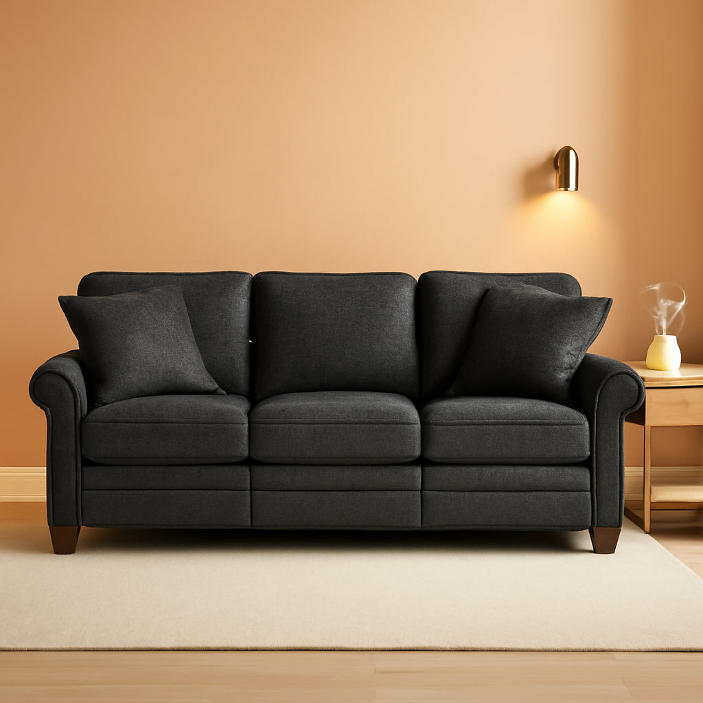 Colby Duo Power Reclining Sofa With Dual Controllers And Wood Legs