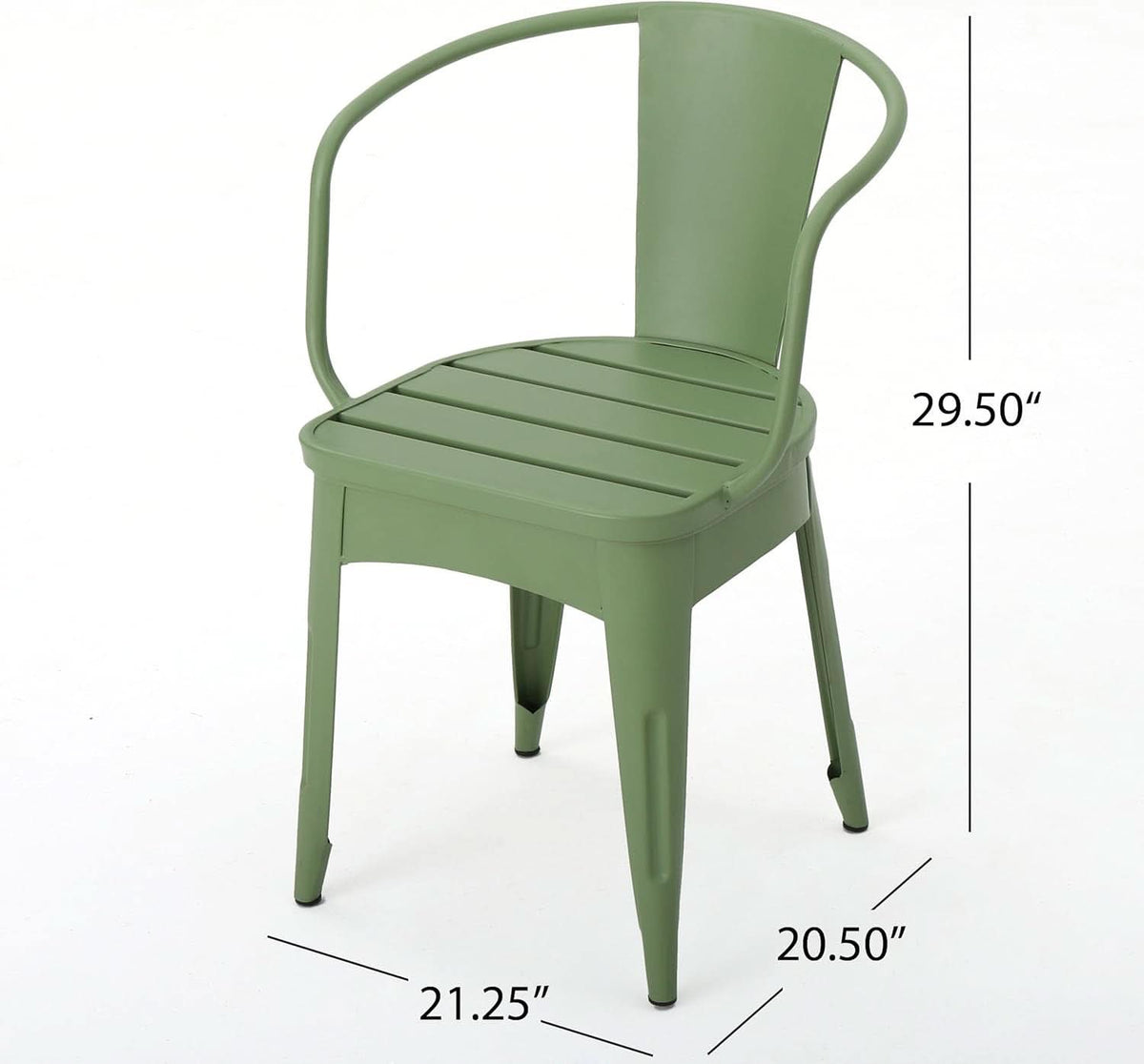 Colmar Outdoor Iron Bistro Set 3 Piece Matte Green