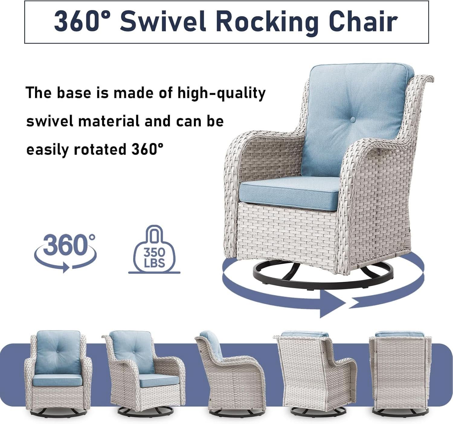 Comfortable 11 Piece Outdoor Furniture Set with Swivel Rockers