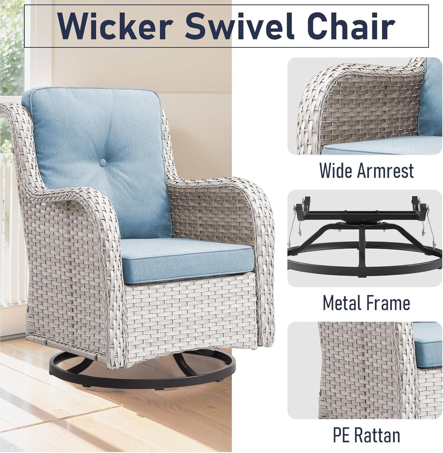 Comfortable 11 Piece Outdoor Furniture Set with Swivel Rockers