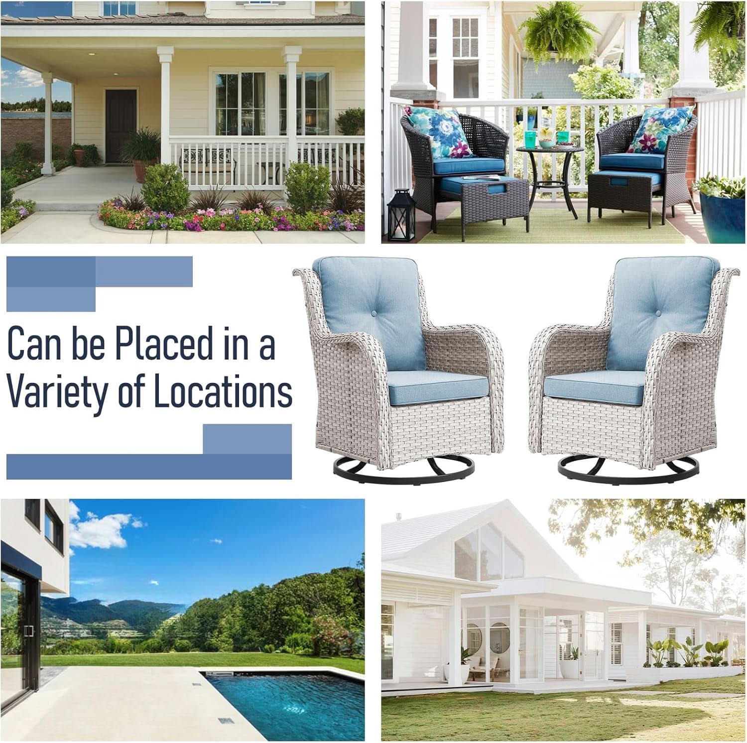 Comfortable 11 Piece Outdoor Furniture Set with Swivel Rockers