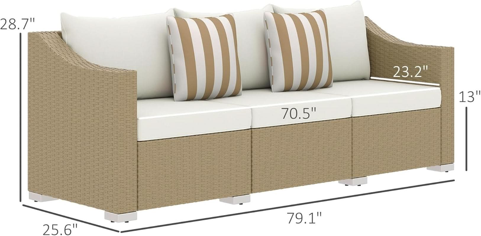 Comfortable All Weather Wicker Patio Sofa with Cushions